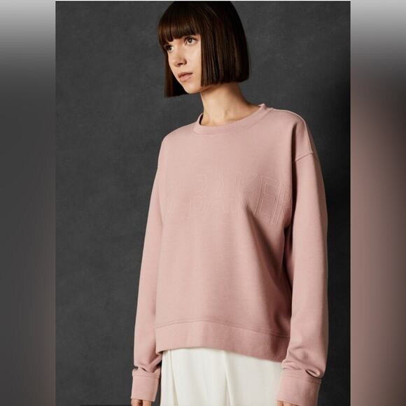Ted Baker Branded Sweatshirt in Dusty Pink - Picture 2 of 15